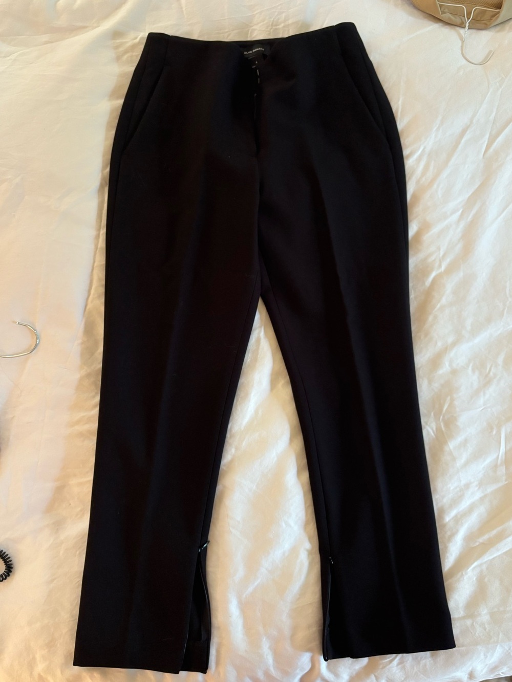 Club Monaco Black Tailored Ankle Pants with Zip Hem